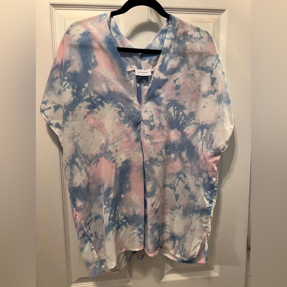 Adrienne tunic, NWOT, light blue/pink tie dye vibe